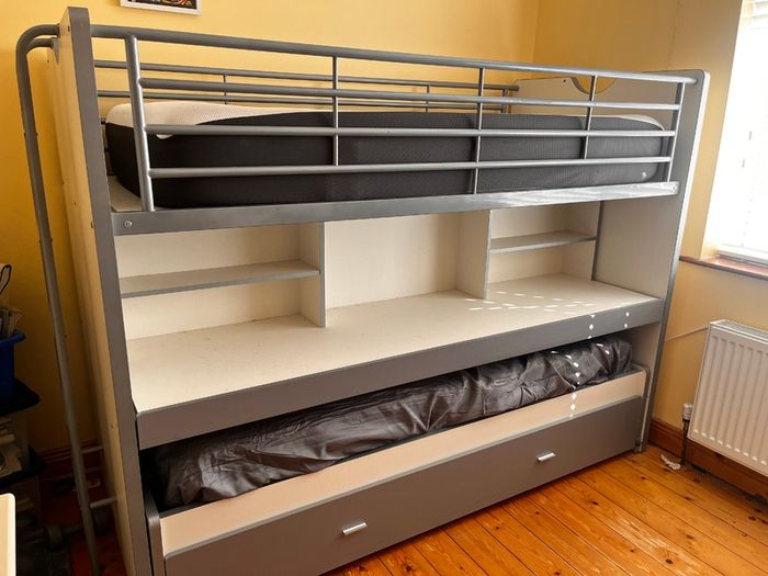 Bunk bed with pull-out desk