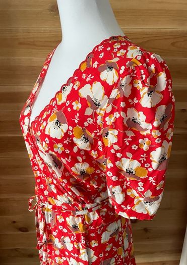 dress mini & Other Stories Printed Scallop Wrap Mini Dress Women's Red Floral size 10