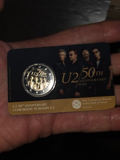 8X 2 euro coin U2 50th Anniversary 2026 BU quality in coincard