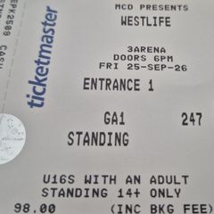 Westlife ticket 3 arena