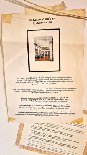 Large Original Print King's Inns Library By David Evans