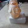 Anyu Fine Porcelain  Fur Trim  Snowman With Led Light. B.N.W.T Image 3