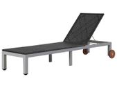 Sun Lounger with Wheels Poly Rattan Black