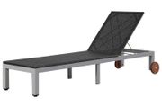 Sun Lounger with Wheels Poly Rattan Black