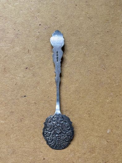 Antique detailed Repousse silver-plated jam spoon