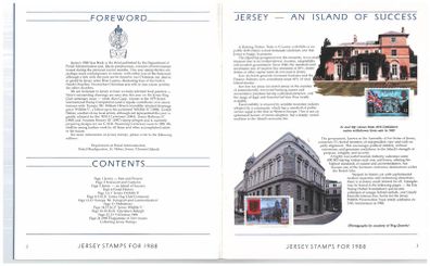 1988 Jersey (Channel Islands) Stamp Year Book (softback) issued by Jersey Post with 14 images of content