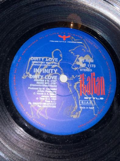 Infinity Dirty Love 12" Vinyl Italian Style ISP1173 1993 Italy House Euro House DJ