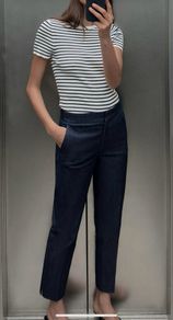 Fab Zara Indigo Soft Cropped Trousers   Size XL  UK 14