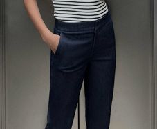Fab Zara Indigo Soft Cropped Trousers   Size XL  UK 14
