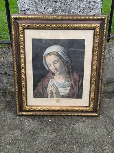 Large Antique 1819 Italian Engraving "Mater Amabilis" Sassoferrato (79x69cm)