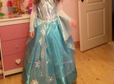 frozen deluxe girls costume + wig + shoes +crown