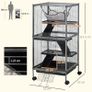 Small Animal Cage with Wheels Pet Home for Chinchillas Ferrets Kittens, with Hammock, 4 Platforms, Removable Tray, Silver Image 5