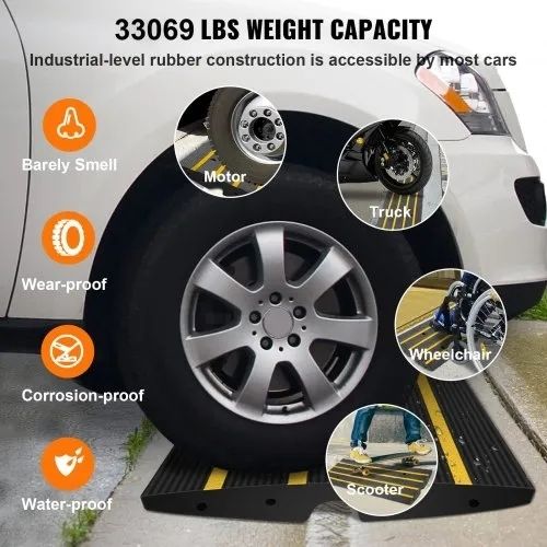 Curb Ramp, 2.6" Rise Rubber Driveway Ramps, Heavy Duty 33069 lbs Weight Capacity Threshold Ramp