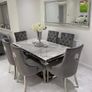 Marble Kitchen Dining Table With 6 Chairs Image 9