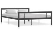 Bed Frame Grey and White Metal 160x200 cm