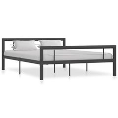 Bed Frame Grey and White Metal 160x200 cm
