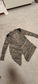 INSIDE Woman Grey Marl Draped Cardigan with Leather Look Accent - Size L