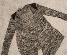 INSIDE Woman Grey Marl Draped Cardigan with Leather Look Accent - Size L
