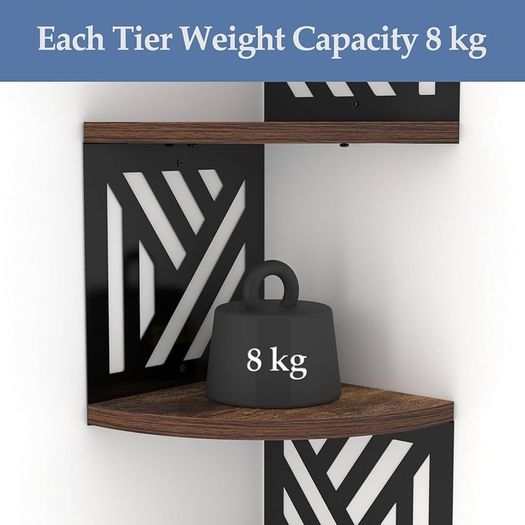 Geometric Shapes Corner Shelves for Wall, Floating Corner Shelf and Bookcase, Living Room Bedroom Bathroom Corner Shelves 7.67x7.67x0.6in