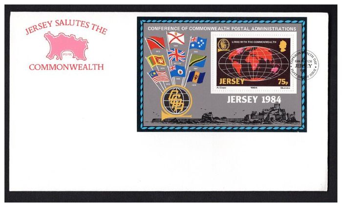 1984 Jersey Linke with the Commonwealth Commemorative Stamp First Day Cover (FDC)