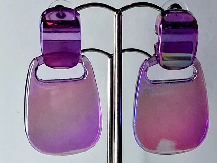 Metallic Purple Retro Buckle Iridescent Earrings