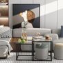 Coffee Table, Set of 2, Modern Living Room Table, Glass Coffee Table, Small, Side Table, Sofa Table, Coffee Table for Living Room, Bedroom, Office, 50/45 cm, Black Image 5
