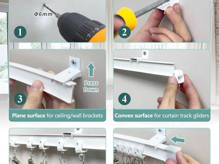 Curtain Rail for Bay Window Flexible Ceiling Curtain Track 3M/9.8Ft Curtain Rails and Fittings Curved Wall Mount for Room Divider
