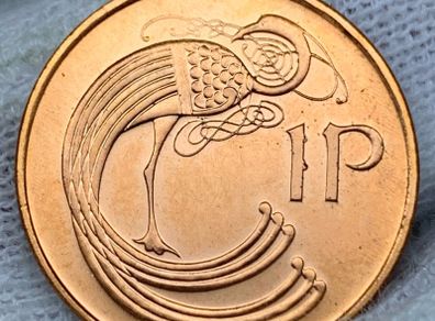 Ireland 1996 1d Penny Red Lustrous Gem Bu with a bit of Error on Number 1