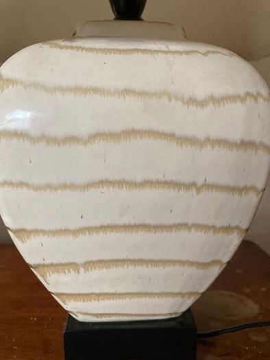 2 cream and beige table lamps