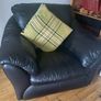 Black Leather Couch & Armchair Image 2