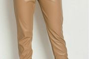 Beige Faux Leather Cargo pants, size S