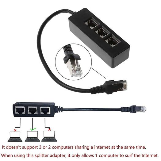 3 in 1 RJ45 Splitter LAN Ethernet Network RJ45 Connector Extender Adapter Cable for Networking Extension 1 Male to 3 Female
