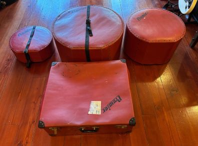 Vintage Premier 1980's Drum Cases In Red