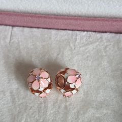 Flower charms stamp 925 rose gold fits for (Pandora bracelet)(please note the charms are not from original Pandora)