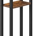 C Shaped Side Table, Foldable Sofa Table, Small Table Bedside Tables, Laptop Table for Sofa, Folding Side Table Small Coffee Tables for Living Room, Bedroom, Rustic Brown and Black