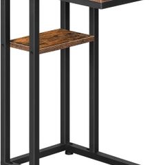 C Shaped Side Table, Foldable Sofa Table, Small Table Bedside Tables, Laptop Table for Sofa, Folding Side Table Small Coffee Tables for Living Room, Bedroom, Rustic Brown and Black