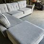 Grey corner sofa with matching footstool Image 5
