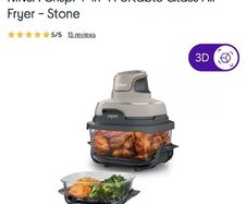 NINJA Crispi 4-in-1 Portable Glass Air Fryer Including Additional Containers, Lids & Crisper Plates