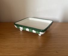 Ceramic White/Green Small Tray / Ring holder
