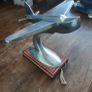 Art Deco style polished vintage aluminum airplane desk model, Image 3