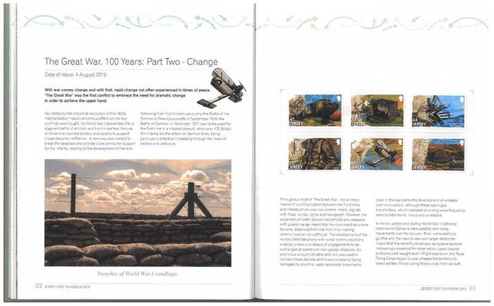 2015 Jersey Stamp Year Book (hardback) issued by Jersey Post includes 28 images of contents
