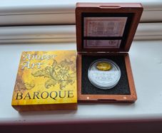 Niue Island BAROQUE Series AMBER ART  Silver Coin 2016 High Relief Antique