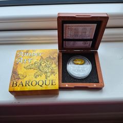 Niue Island BAROQUE Series AMBER ART  Silver Coin 2016 High Relief Antique