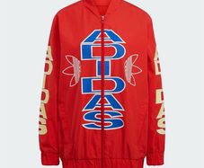 Adidas Originals Red Logo Windbreaker Jacket Size 10 Trefoil Graphic Jacket New with tags Unisex