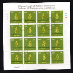 2011 Ireland 50th Anniversary of Amnesty International Stamps Plate 1A1A1A1A Fine CDS Used with Dublin cancel of 30th June 2011 (First day of issue) on envelope extract