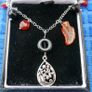 Vintage Sterling Silver 925 Bold, dramatic , silver, onyx, jasper necklace "NIGHT FIRE" 11,2g L-11" Image 6