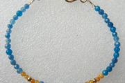 925 Sterling Silver Beaded bracelet with blue and orange stones