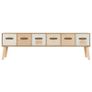 TV Cabinet with 6 Drawers 130x30x40 cm Solid Pinewood Image 2