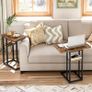 C Shaped Side Table, Foldable Sofa Table, Small Table Bedside Tables, Laptop Table for Sofa, Folding Side Table Small Coffee Tables for Living Room, Bedroom, Rustic Brown and Black Image 7