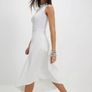 Cream white knitted and satin womens midi dress size 10 Image 2